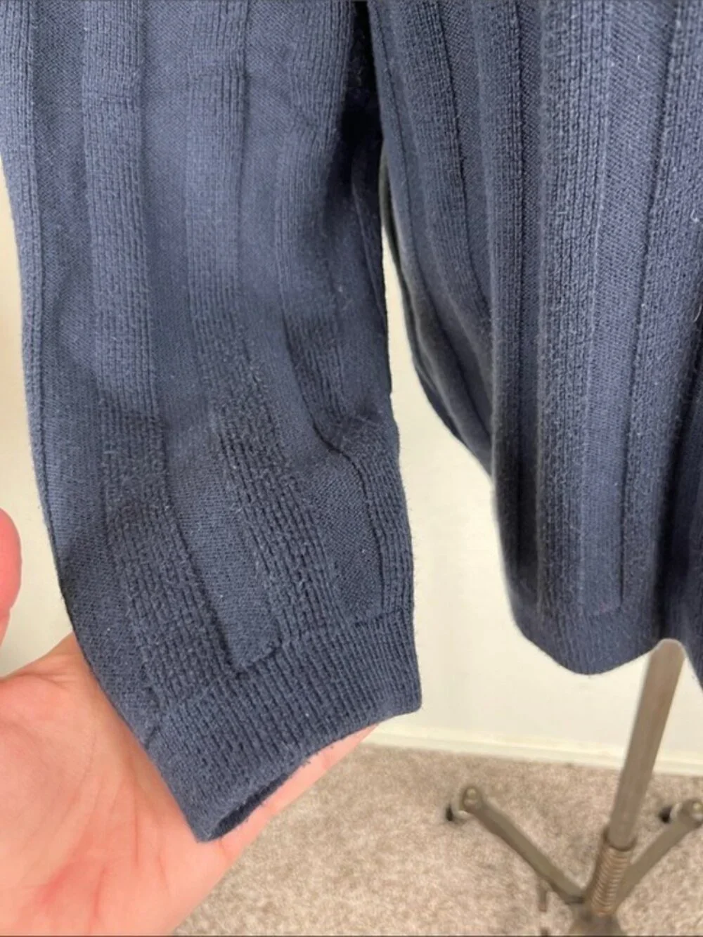 Lacoste Ribbed Striped V Neck Logo Long Sleeve Sweater
